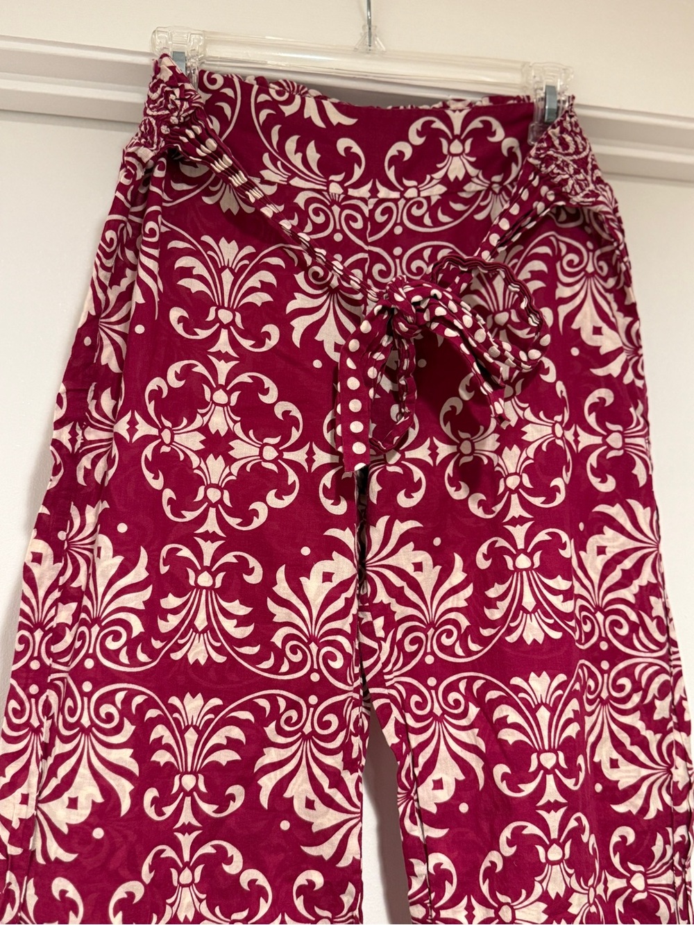 Anthropologie Burgundy Patterned Wide Leg Pants - Picture 2 of 5